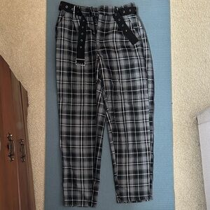 Hot Topic Black and Gray Plaid Grunge Pants